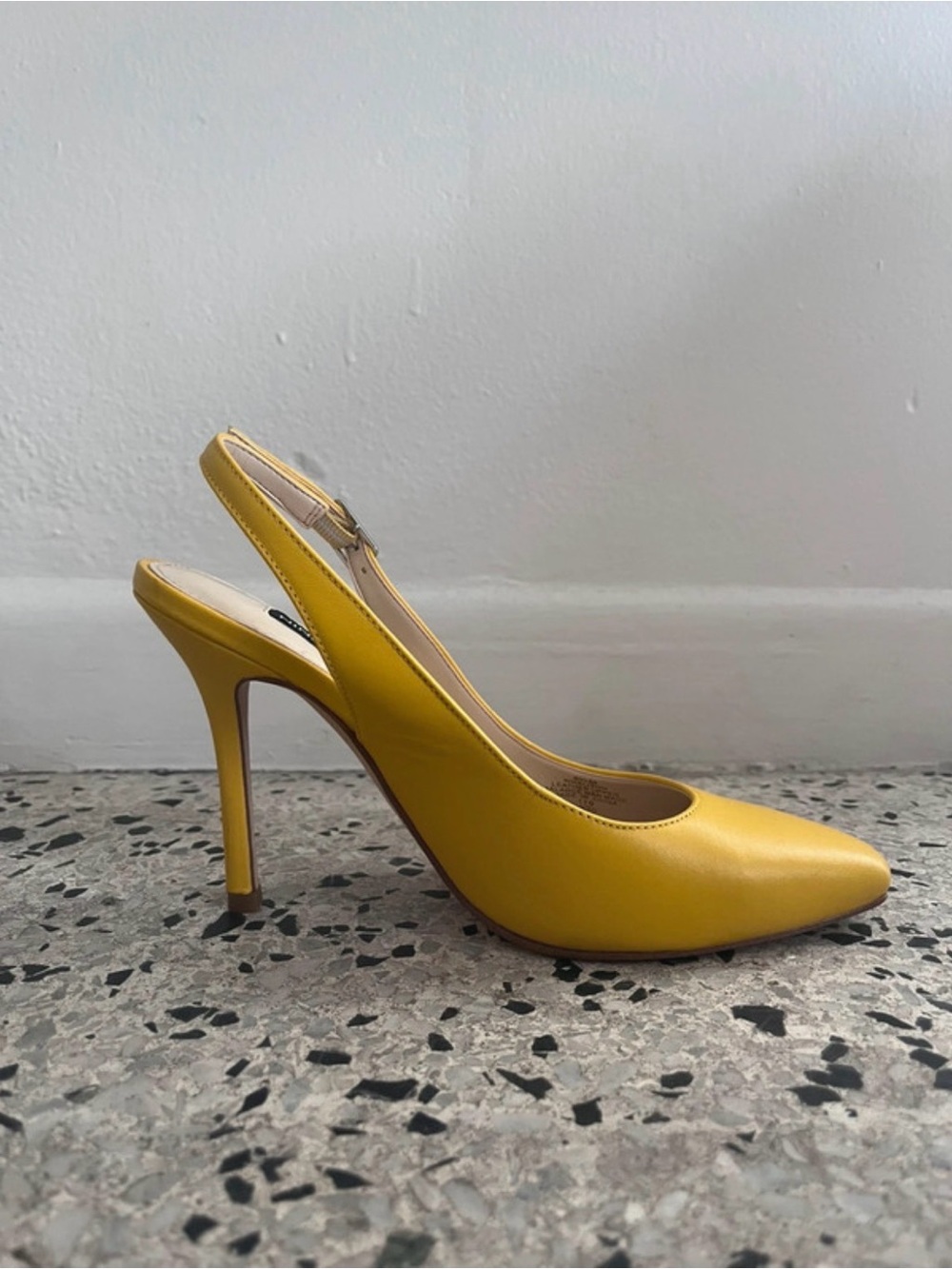 Nine West Yellow Leather Slingback High Heels